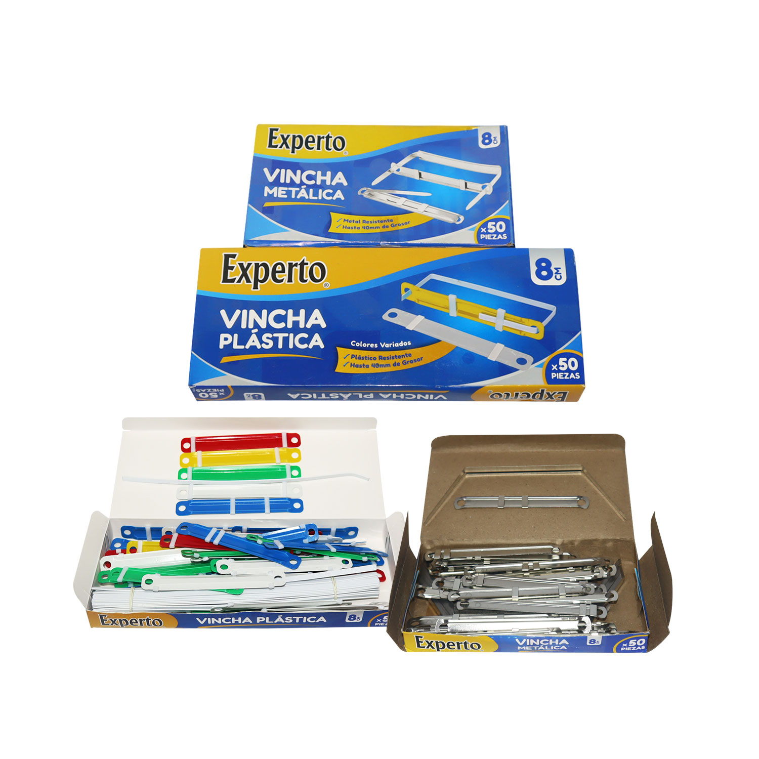 VINCHA EXPERTO CAJA 50 UNIDADES DISPONIBLE METALICA, PLASTICA