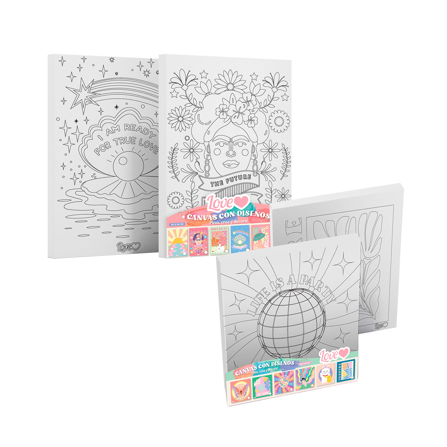 BASTIDOR LOVE CON DISEÑOS DISPONIBLE EN MEDIDAS 20X30CM, 30X30CM