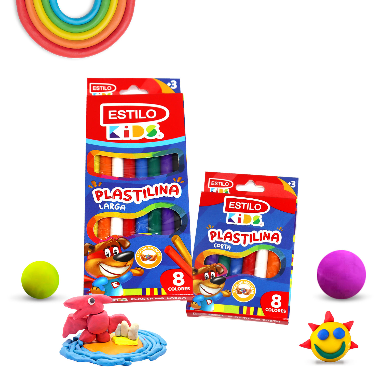 PLASTILINA ESTILO KIDS 8 COLORES DISPONIBLE CORTA, LARGA